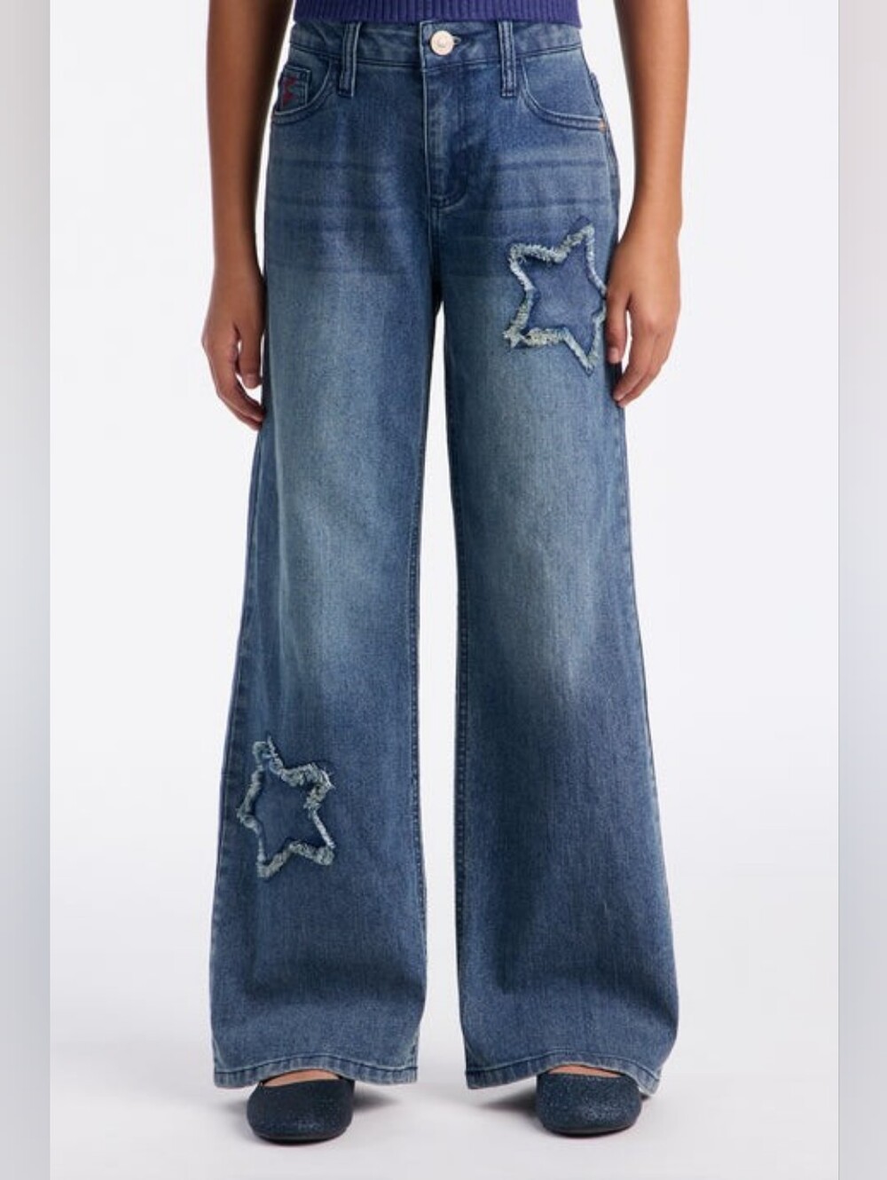 Seven7 Kids Wide Leg Star Patch Jeans